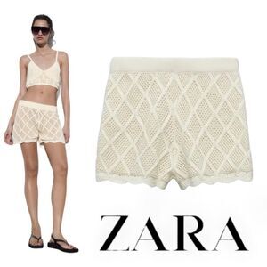 ZARA | Ecru | CHENILLE SHORTS
